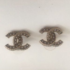 CHANEL Large CC Crystal Earrings